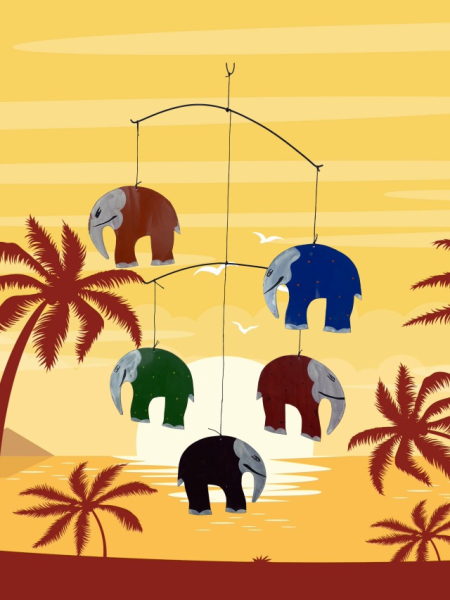 Mobile Elefanten Recyclingkunst aus Kenia